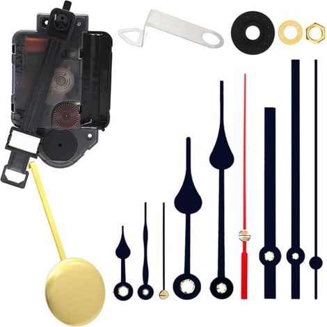 Kit de mouvement d'horloge pendule à faire soi-même, avec tige de 23 mm, mécanisme à quartz pour réparation d'horloge murale et projets d'artisanat personnalisés, noir (B) (1/5)