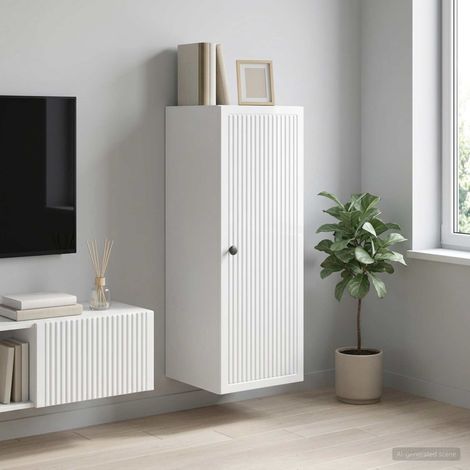 Armoire murale 2 étagères en bois d'ingénierie blanc brillant 33 x 34,5 x 90 cm - PANGIVO (1/5)
