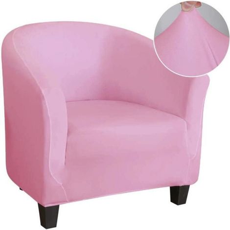 Housse de canapé extensible en soie de lait pour canapé une place - Rose - (1/4)