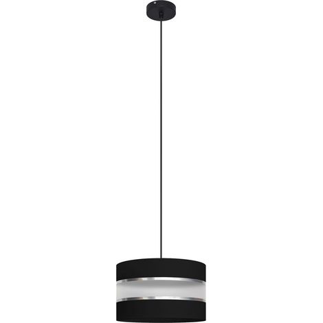 Helam HELEN Plafonnier Suspension Cylindrique Noir, Argent 25cm