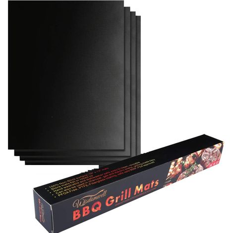 MINKUROW Bbq Antiadherente Parrilla Estera Conjunto De Fibra De Vidrio Resistente Al Calor Reutilizable Fácil De Limpiar Barbacoa Para Hornear Esteras De Carbón De Leña Gas O Parrilla Eléctrica (1/5)