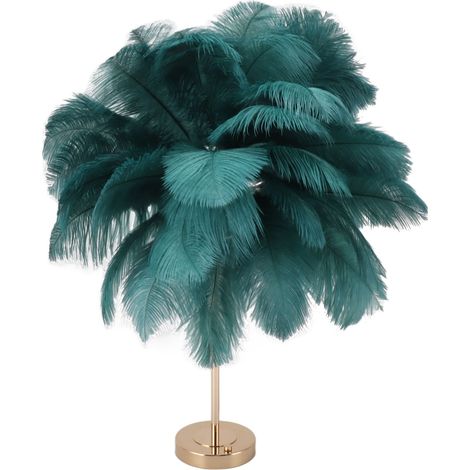 Lampe de table Feather, 3 couleurs, variateur tactile, prise USB, style romantique et moderne, lampe de chevet décorative pour chambre à coucher, vert foncé (1/5)