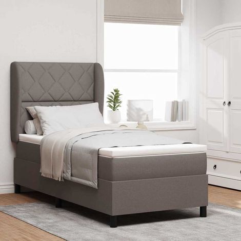 vidaXL Lit à ressorts avec tête de lit Taupe 90 x 190 cm tissu (1/5)