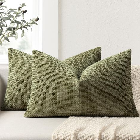 Lot de 2 Housse Coussin de canapé 40x60 en Chenille Housse de Coussin Douces Cecoration de Maison Coussin Canape Décoratives pour Canapé,lit et Salon (1/5)