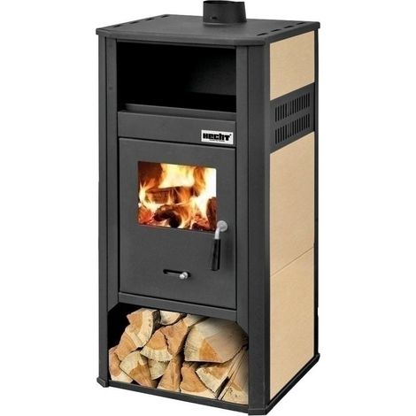 Stahl-Kaminofen mit Keramikverkleidung und Glasfront, 9–10 kW