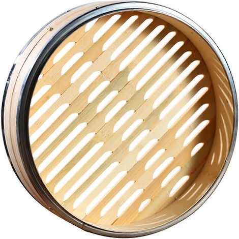 Cuiseur vapeur en bambou avec bordure en acier inoxydable pour la préparation des aliments en cuisine (1/5)