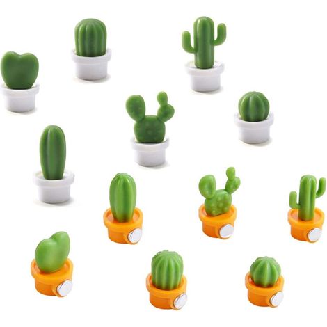 Fridge Magnet - Succulent Plant Shape - Plastic Pot with Strong Magnet - for Refrigerator or Metal Wall Decoration - 12 Pieces (1/5)