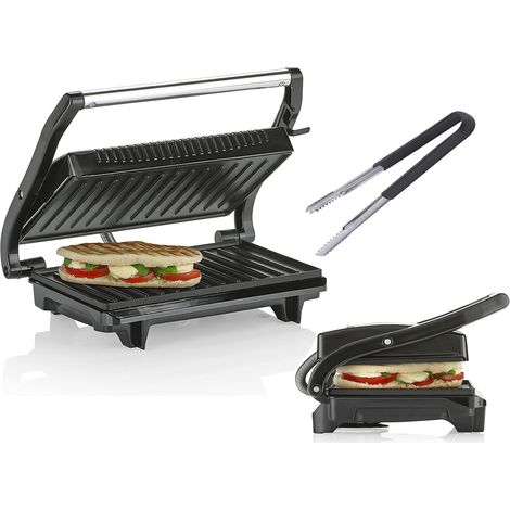 Elektro Kontaktgrill Edelstahl & Grillzange LowFat Multigrill 700W, 22,5x14cm (1/5)