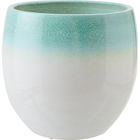 Cache pot en poterie vert menthe et blanc - vert menthe et blanc (1/3)