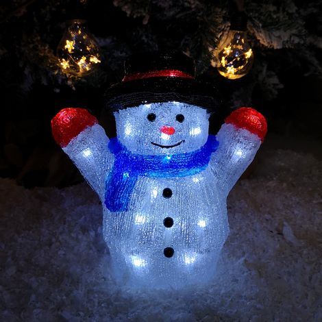 27cm Battery Operated LED Light up Acrylic Christmas Snowman Decoration (1/5)