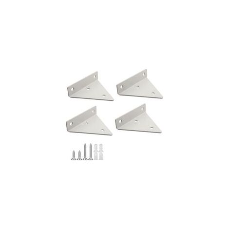 4 Pices Supports Tablettes Flottantes Support D\'tagre en Triangle en Mtal Flottant Equerre Etagere Mural Dissimuls Avec vis pour Dco Salon, Chambre, Salle de Bain - Blanc (1/4)