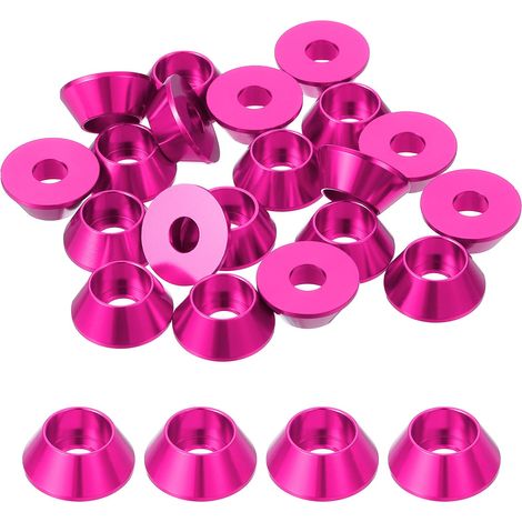 20 Pièces Rondelles à Tête Fraisée, Rondelles de Tasse M6 x 18 mm, Rondelle Fraisée, Rondelle Boulon En Aluminium Pour vis à tête, tige filetée, Accessoires, Rose fuchsia (1/5)