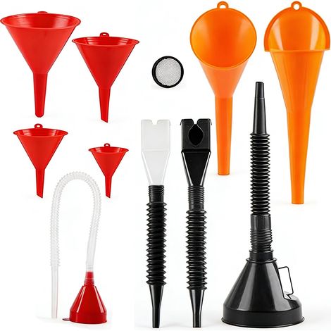 Lot de 10 entonnoirs multifonctions avec tuyau, entonnoir carburant (1/5)