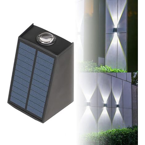 Applique murale solaire d'extérieur, étanche IP65, à énergie solaire, lumière blanche double mode (lot de 2) (1/5)