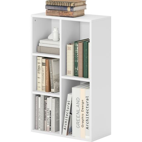 Libreria a 2 livelli in truciolato bianco 50 x 24 x 80 cm (1/5)