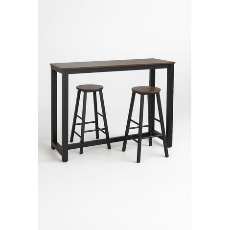 Mesas Bar - Set Bar Mesa Alta + 2 Taburetes Tycon - Negro