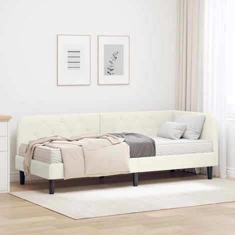Eckbettgestell Creme 80 x 200 cm Samt