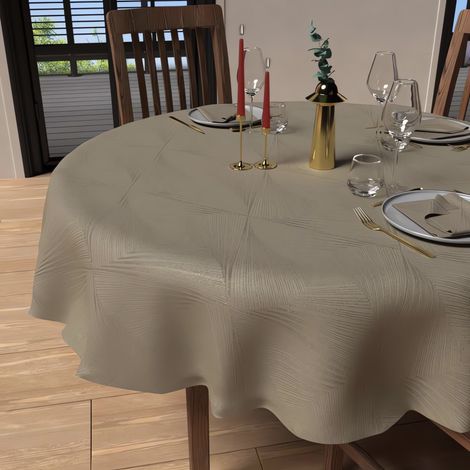 Nappe ronde anti-tâche diamètre 180 cm LUXURY champagne, par Soleil d'Ocre