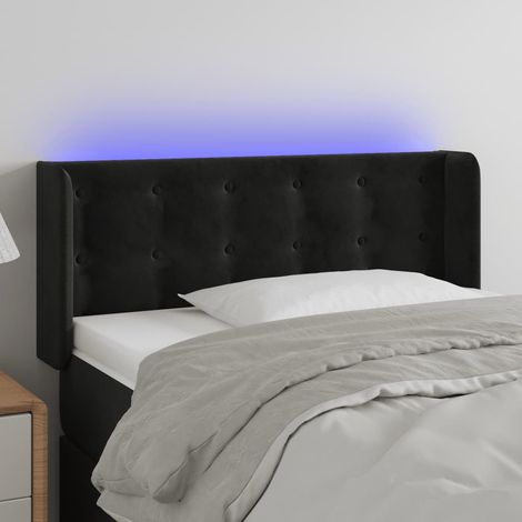Tête de lit à LED Panneau de lit pour Lit adult Décoration murale Noir 103x16x78/88 cm Velours RJYKXR894618 (1/5)