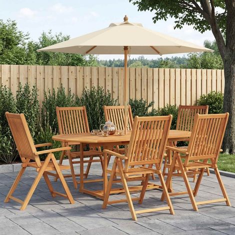 Set da pranzo da esterno con ombrellone 8 pz 6-Posti vidaXL (1/5)
