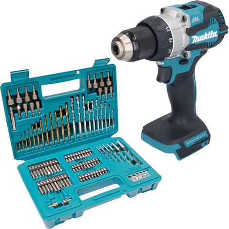 Taladradora atornilladora a batería Makita DDF 489 Z 18 V 73 Nm sin escobillas + juego de brocas de 102 piezas - sin batería, sin cargador (1/4)