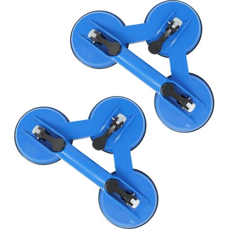 Dapetz ® Triple Suction Cup Lifter Triple Locking 100kg Puller Lifter Hand Suction Vacuum Lifters for Tile, Sheet, Glass, Dent Pulling & Windshields Blue 2PCS (1/5)
