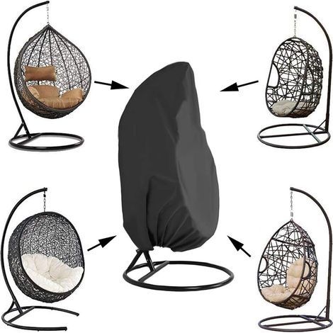 Housse de Fauteuil Suspendu Jardin Rotin Osier Fauteuil Suspendu Imperméable Housse Housse de Protection pour œufs Chaise résistant à l'eau et à la poussière - 190 X115cm (Noir) (1/5)