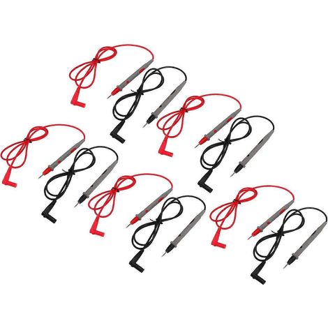 Jeu de 5 cordons de test pour multimètre 1000 V 10 A, résistants à l'oxydation, rouge/noir