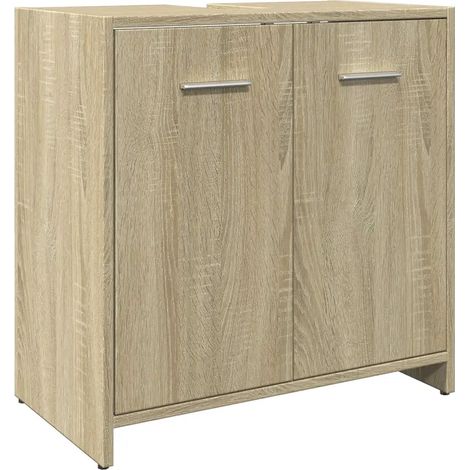 Mobile sottolavabo da bagno contenitore 60 x 33 x 60 cm in legno multistrato rovere sonoma 020049684