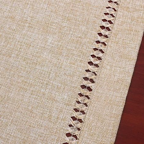 1 Chemin de table, Polyester, 32x183cm, Gris et Beige, Pour salle à manger (1/4)