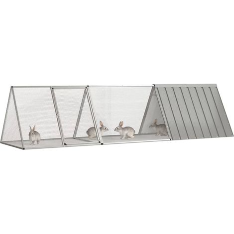 Maison Exclusive - Gabbia per conigli grigia 302,5x80,5x71 cm in acciaio zincato