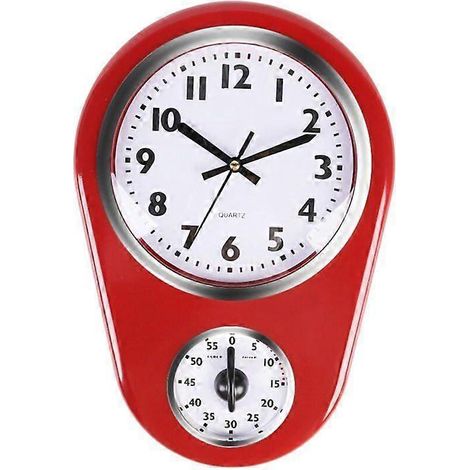 Horloge murale rétro Tyenaza, horloge de cuisine vintage, horloge suspendue, minuteur de cuisine, décoration de chambre, rouge pour salon intérieur (1/5)