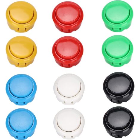 Lot de 12 boutons de remplacement de 30 mm pour bornes d'arcade, jeux vidéo et joysticks d'arcade (1/5)