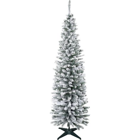 Künstlicher Weihnachtsbaum, 210 cm, beschneite PVC-Zweige, klappbar, Metallständer, Grün/Weiß
