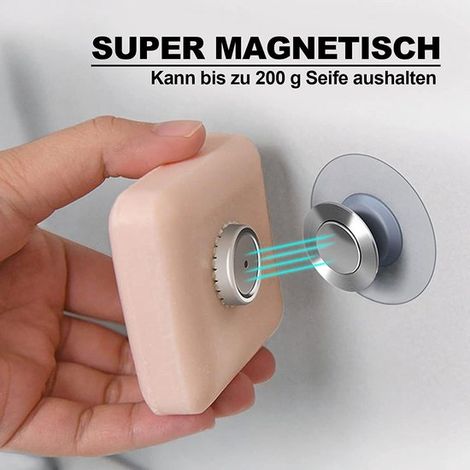 magnetische Seifenhalter Magnetische Seifenhalter mit Saugnapf Magnetischer Duschseifenhalter Wandhalterung aus Edelstahl Kein Bohren Badezimmer 40 (1/4)