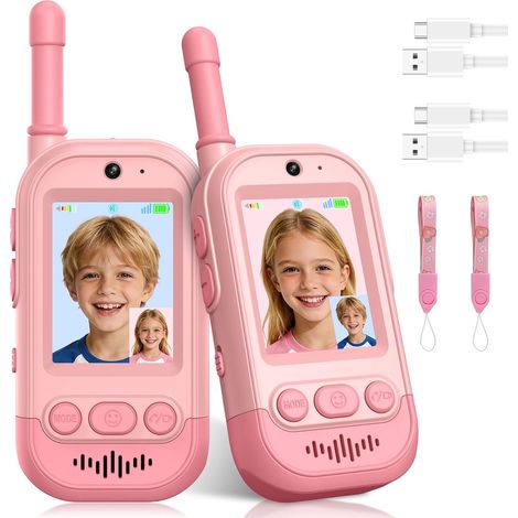 Video-Walkie-Talkies für Kinder – 2er-Pack – Wiederaufladbar – Große Reichweite 400 m – Für drinnen und draußen geeignet (1/5)