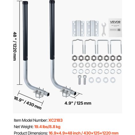 VEVOR Boat Trailer Guides, 1016 mm/1219 mm Height Guide Poles, 2PCS High-Hardness Steel Trailer Guide-Ons, Adjustable Guide Poles with PVC Pipes, for Ski Boats, Compact Fishing Boats, Small Sailboat (1/4)