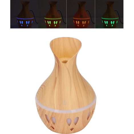 Diffuseur d'huiles essentielles 300ml - Design bois, USB, 7 couleurs LED, silencieux - Humidificateur pour chambre et bureau (1/5)