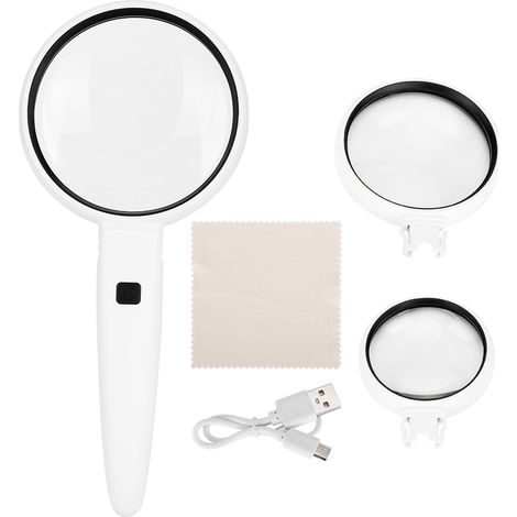 Lot de loupes LED rechargeables USB avec éclairage, loupe à main pour personnes âgées (1/5)