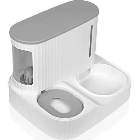 Distributeur automatique de nourriture et d'eau pour animaux de compagnie (gris), distributeur automatique de nourriture pour chats, distributeur automatique de nourriture et d'eau 2 en 1, convient au (1/5)