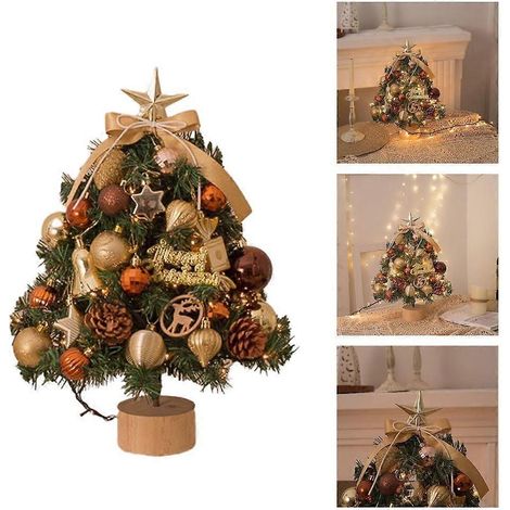 Mini sapin de Noël de table avec lumières et décorations pour une décoration de Noël à faire soi-même (1/4)