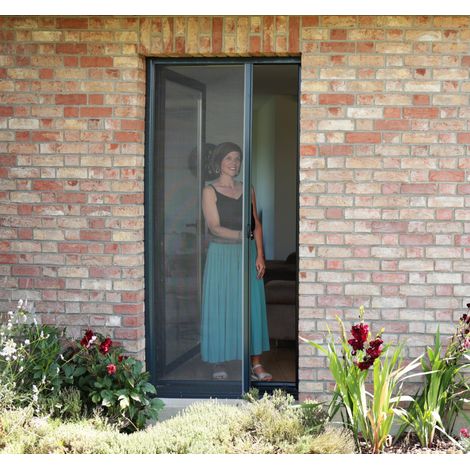 Avosdim – Moustiquaire porte enroulable gris clair 140 x 230 cm – Toile anti-insectes en fibre de verre – Installation encastrée