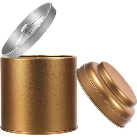 Boîte à thé dorée en fer, pratique et élégante, idéale pour conserver le thé. (1/5)
