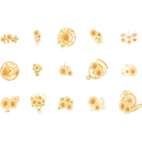 40 autocollants décoratifs pour cahier, thème floral romantique, tournesol, design tendance (1/5)