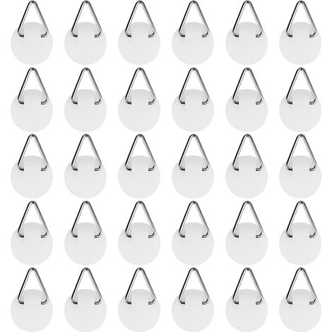 Lot de 30 Crochet Autocollant pour Tableau, Crochets Muraux Adhésifs pour Cadres Photos, Installation Facile sans Outils (2,2cm) (1/5)
