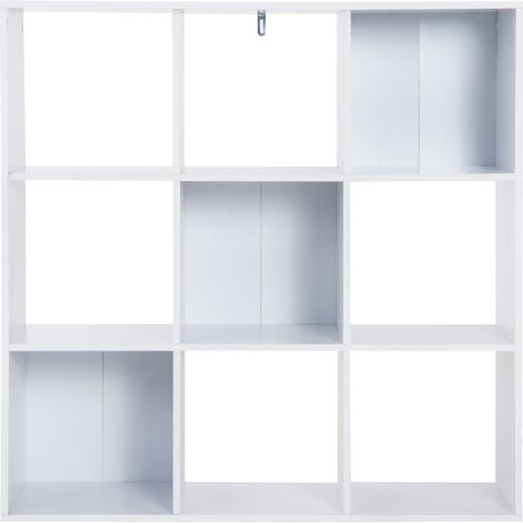 Bibliothèque blanche pour maison et bureau avec 9 compartiments en bois 91 x 29,5 x 91 cm (1/4)