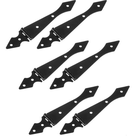 6Pcs Charnières À Bande, 5.7 Inch Charnières De Porte D'Abri Charnières De Portail Lourdes Charnières En T Avec Vis Pour Clôtures En Bois Portes De Jardin Portail De Grange, Noir