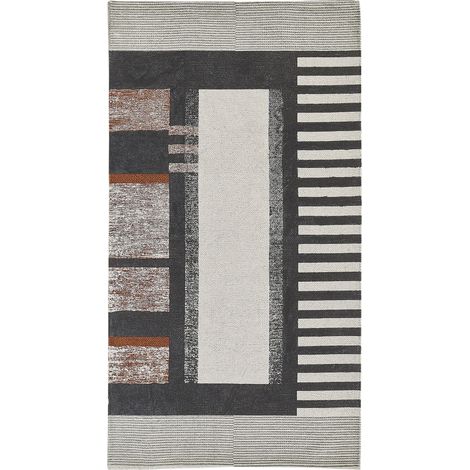 Tapis Multicolore Scandi en Coton Tissé à la Main Rectangulaire 80 x 150 cm Kakinada (1/5)