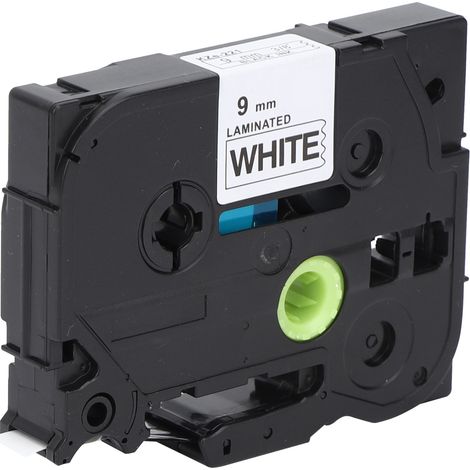 Ruban d'étiquettes laminé noir sur blanc 9 mm pour étiqueteuse Brother TZe-221 / 621
