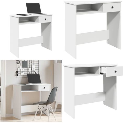 vidaXL Bureau Blanc 80x40x75 cm Bois d'ingénierie (1/5)